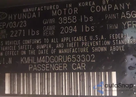 2024 Hyundai Elantra Sel z USA, uszkodzony, nr VIN KMHLM4DG0RU653302